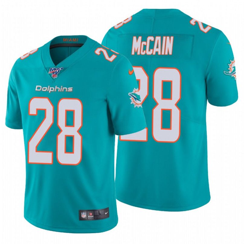 Men Miami Dolphins 28 Bobby McCain Nike Green 100th Vapor Limited NFL Jersey